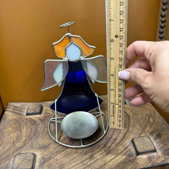 Vintage Stained Glass Singing Angel Votive Candle Holder - Picture 6 of 7